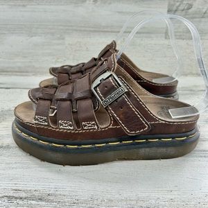 DR. MARTENS Vintage Brown Leather Slide Sandals 6